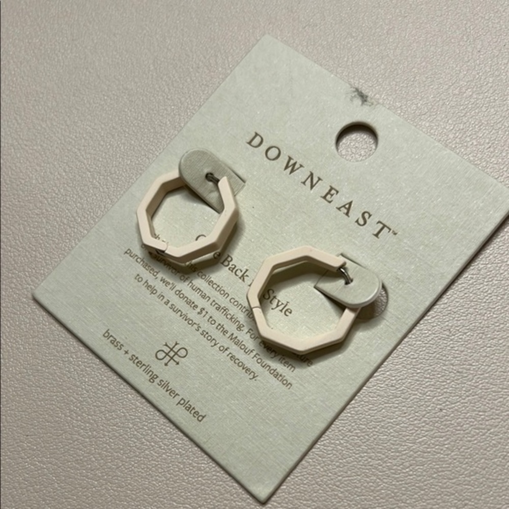Downeast Cream Geometric Earrings New